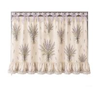 FUBESK Cortina de horno floral de 55 cm de caída para granja (F) | Elegante ribete de encaje, casa de campo rústica, acogedor acento de cocina, se adapta a asas estándar