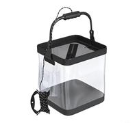 FUBESK Cubo plegable transparente para peces vivos con bomba de oxígeno integrada, para pesca plegable de polietileno resistente para tanque con cubierta de red a prueba de escapes, pesca al aire