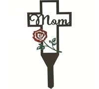 FUBESK Estaca de metal con cruz para decoración conmemorativa de cementerio, 30 x 15 cm, hierro negro, marcador de tumba