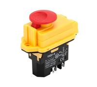 FUBESK Interruptor de seguridad electromagnético YH02-A, 250 V CA 18 A, 4 pines, interruptor de botón E-Stop, maquinaria, amarillo