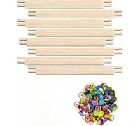 FUBESK Juego de aros de madera de 20,5 cm, 8 piezas con 100 pines multicolores, resistentes para marco redondo, costura a mano, acolchado y decoración de manualidades