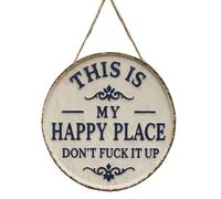 FUBESK Letrero de jardín de metal vintage: This Is My Happy Place, Don't Mess It Up! Decoración de pared resistente al óxido para el hogar, granja, patio