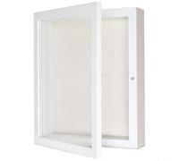 FUBESK Marco de madera profunda para montaje en pared, vitrina vintage con flores secas y boletos de cristal, seguro para caja de almacenamiento de memoria con cierre magnético, estilo de grano de