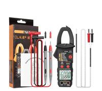 FUBESK Medidor de abrazadera digital de corriente CA de hasta 600 A, TRMS para multímetro automático de rango con NCV, temperatura, capacitancia, frecuencia, resistencia, prueba de diodos de