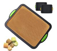 FUBESK Molde cuadrado antiadherente de silicona para tartas de 11 x 8.3 pulgadas para tarta de queso y mousse, resistente al calor, fácil liberación, gris, G