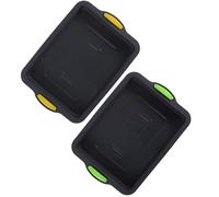 FUBESK Molde cuadrado de silicona para tartas, 28 x 21 cm, antiadherente para brownie, pan, mousse, tarta de queso, bandeja para hornear fácil de limpiar para horno, color gris