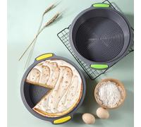 FUBESK Molde redondo de silicona antiadherente de 25,4 cm para hornear tartas de queso, chocolate, mousse de capas, fácil de limpiar, resistente al calor, para verde, amarillo y beige