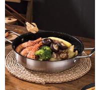 FUBESK Olla de acero inoxidable para ramen de 18 cm con asas para fideos, sopa, guiso, olla caliente multifuncional con distribución uniforme del calor y diseño ergonómico