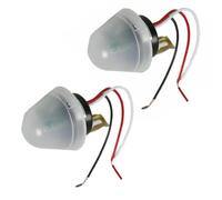 FUBESK Paquete de 2 interruptores de sensor de luz de fotocélula de 12 V CA/CC, controlador de encendido automático para lámpara solar de jardín de calle