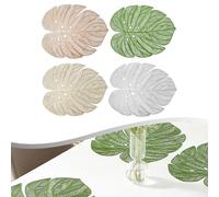 FUBESK Paquete de 6 manteles de PVC para comedor occidental, diseño de hoja de espalda de tortuga con lámina dorada, resistente al calor, juego de posavasos impermeables para el hogar, hotel