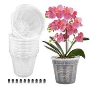 FUBESK Paquete de 8 macetas transparentes para orquídeas de 43 pulgadas, macetas de plástico transparente con agujeros de drenaje para un crecimiento saludable de las raíces