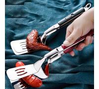 FUBESK Pinzas para carne con hebilla deslizante para cocina, acero inoxidable 304 con agarre ajustable, para pan, pizza, ensalada, 29 cm