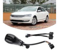 FUBESK Pomo de palanca de cambios negro automático para golf, Jetta y Skoda con luz LED roja o blanca, material ABS y gamuza, 12 V