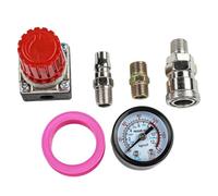 FUBESK Válvula reguladora de presión de compresor de aire de 14 pulgadas con manómetro 0-175 psi, kit de control neumático de metal, uso doméstico y profesional, incluye conectores y cinta (juego de 3