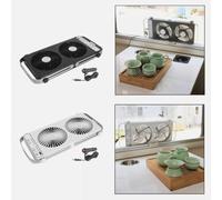 FUBESK Ventilador de ventana de techo RV de 12 V, doble fila de 4 | Cable ajustable de 14.7 a 23.2 pulgadas, fusible e indicador de alimentación, para ventanas de techo de caravana/caravana