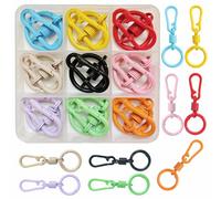 Fubuuf 9 Piezas Mosquetón de Resorte, Llaveros de Liberación Rápida en 9 Colores con Caja Organizadora, Mosquetones Redondo Pequeños de Metal para Bolsos,Mochilas,Llave del Coches,DIY y Manualidades