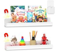 FUCDTEFC 2 estantes magnéticos con soporte para bolígrafos, estante magnético de fuerte absorción para pizarra blanca, estante de metal reutilizable, soporte de exhibición de libros para profesores