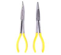 FUCHOOKY 2PCS 11 pulgadas de alicates de nariz larga de acero de carbono 45 grados Taller de flexión Taller Herramienta manual