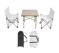 Fuchooky Mesa de Campamento Plegable de Aluminio liviano 2 sillas establecidas compactos portátiles con Bolsas de Almacenamiento Fuertes 150 kg de Capacidad para picnics al Aire Libre BBQ