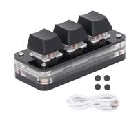 Fuchooky Mini Teclado mecánico programable de 3 Teclas Retroiluminación RGB Personalizable Interruptores Azules USB Plug and Play para Juegos Oficina Música Medios y Control Industrial