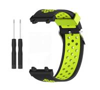 Fuchooky Soft Silicone Watch Wristband Replacement Accessory Pin Buckle Silicone Watch Wristband for Amazfit Active A2212 (Black-Green)