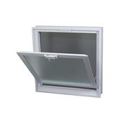 Fuchs Design Ventana de ventilación (384x384x80 mm) Blanca en lugar de 4 bloques de vidrio tamaño 19x19x8 cm - con mosquitera