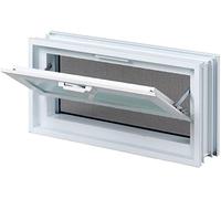 Fuchs Design Ventana de ventilación (484x239x80 mm) Blanco en lugar de 2 bloques de vidrio tamaño 24x24x8 cm - con mosquitera
