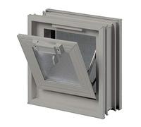 Fuchs Design Ventana de ventilación Gris guijarro en vez de 1 bloque de vidrio tamaño 24x24x8 cm - con alambrera