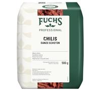 Fuchs Professional - Guindillas enteras | 500 g en bolsa reciclable | Condimento para platos picantes y salsas picantes | Calidad profesional para consumidores a granel y gastronomía