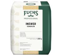 Fuchs Professional - Jengibre molido | 1 kg en bolsa reciclable | Especia picante para platos de curry y salsas picantes | Calidad profesional para consumidores a granel y restaurantes
