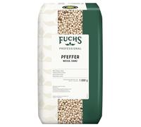 Fuchs Professional - Pimienta blanca entera | 1 kg en bolsa reciclable | Secada suavemente al sol, para condimentar salsas ligeras | Calidad profesional para consumidores a granel y gastronomía