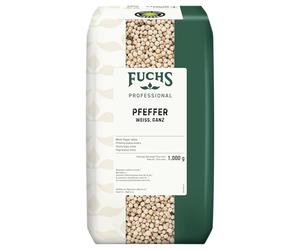 Fuchs Professional - Pimienta blanca entera | 1 kg en bolsa reciclable | Secada suavemente al sol, para condimentar salsas ligeras | Calidad profesional para consumidores a granel y gastronomía