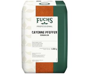 Fuchs Professional - Pimienta de Cayena molida | 1 kg en bolsa reciclable | Especia picante para chili con carne | Calidad profesional para consumidores a granel y restaurantes