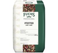 Fuchs Professional - Pimienta en grano | 1 kg en bolsa reciclable | Especia universal sin moler, para rellenar molinillos de pimienta | Calidad profesional para consumidores a granel y gastronomía