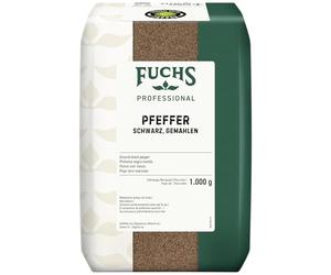 Fuchs Professional - Pimienta negra molida, ideal para aromatizar platos | 1 kg en bolsa reciclable | Calidad profesional para consumidores a granel y restaurantes