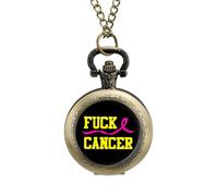 Fuck Breast Cancer1 - Reloj de bolsillo vintage con colgante de aleación, regalo para hombres y mujeres, Estilo cobre, talla única