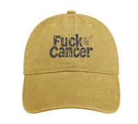 Fuck Cancer - Gorra de béisbol ajustable de algodón vintage con visera para el sol, para mujeres y hombres, Estilo de color arena, Talla única