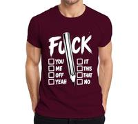 Fuck Checklist Pencil You Me It This that - Camiseta para hombre, granate, S