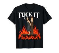 Fuck It - Witch is Burning in Flame Smoking Adult Humor Meme Camiseta gráfica económica, Hombre, Negro, XL