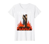 Fuck It - Witch is Burning in Flame Smoking Adult Humor Meme Camiseta gráfica económica, Mujer, Blanco, L