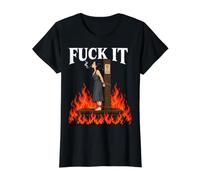 Fuck It - Witch is Burning in Flame Smoking Adult Humor Meme Camiseta gráfica económica, Mujer, Negro, XL