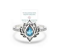 Fuck My Trauma Lotus Ring, 925 Sterling Silver No Mud No Lotus Ring, Unique Lotus Ring Reminds You to Let Go of Your Trauma in a Playful Way, Regalos de joyería para mujeres hermanas (Azul,7)