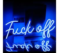 Fuck Off Letrero de Neón Palabra Azul LED Letreros de Luz de Neón Para Pared Luces de Neón USB de Acrílico Para Dormitorio Letrero de lámpara de Neón Para Decoración de Pub Para el Hogar 17''x8''