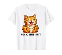Fuck This Shit Silly Funny Cat Middle Finger Cat Meme Adult Camiseta