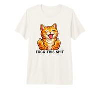 Fuck This Shit Silly Funny Cat Middle Finger Cat Meme Adult Camiseta Premium
