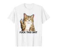 Fuck This Shit Silly Tabby Cat Middle Finger Cat Meme Adult Camiseta