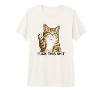 Fuck This Shit Silly Tabby Cat Middle Finger Cat Meme Adult Camiseta Premium