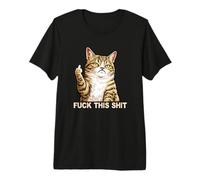 Fuck This Shit Silly Tabby Cat Middle Finger Cat Meme Adult Camiseta Premium