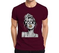 Fuck U - Camiseta para hombre con cinta de crímenes, granate, L