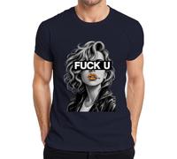 Fuck U Mujer Chaqueta de Cuero Cigarrillo Crime Scene Camiseta Hombre, azul marino, S